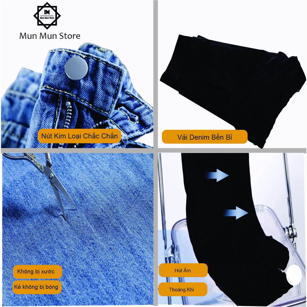 Quần short jean ngố⚡️ MunMunStore⚡️ Quần ngố bò cạp đỉa may gấu chuẩn phom - quần sọt jean ngố lửng nữ 105