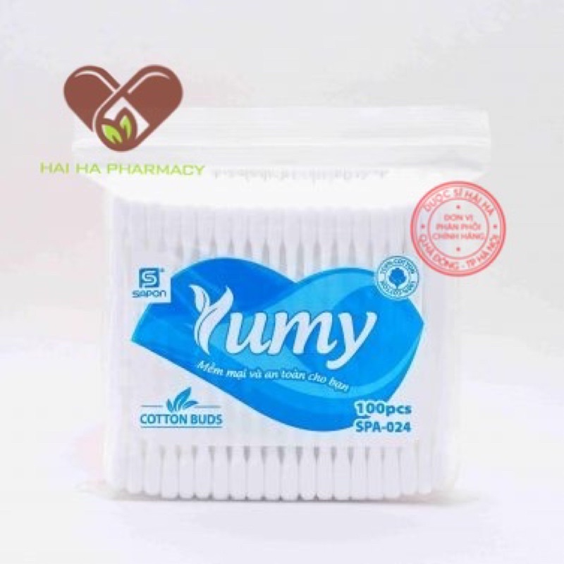 Tăm bông người lớn Yumy - an toàn cho sức khoẻ ( bông ngoáy tai người lớn) gói 100 que