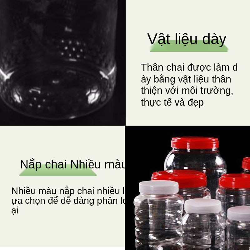 2 catty chai mật ong, nhựa, hộp kín enzyme, dày trong suốt có nắp trong, bán buôn 1 lọ bảo quản cấp thực phẩm