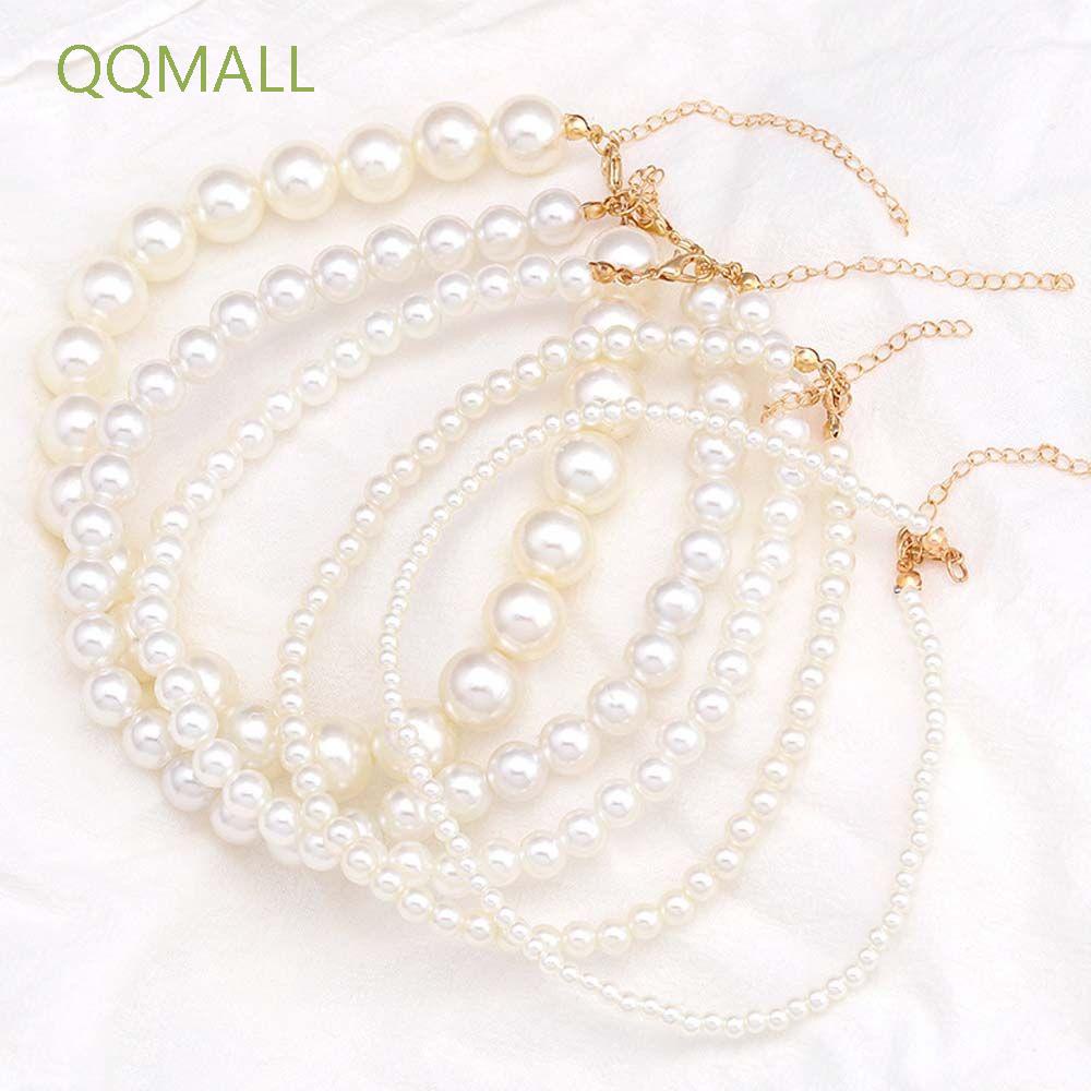 Vòng Cổ Choker Đính Hạt Ngọc Trai Trắng Phong Cách Hàn Quốc Thời Trang Cho Nữ