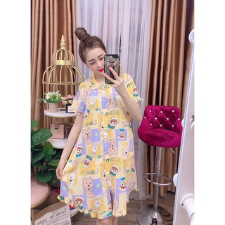 Đầm ngủ, đầm sơ mi chất vải lụa mặc nhà đẹp form 40-58kg
