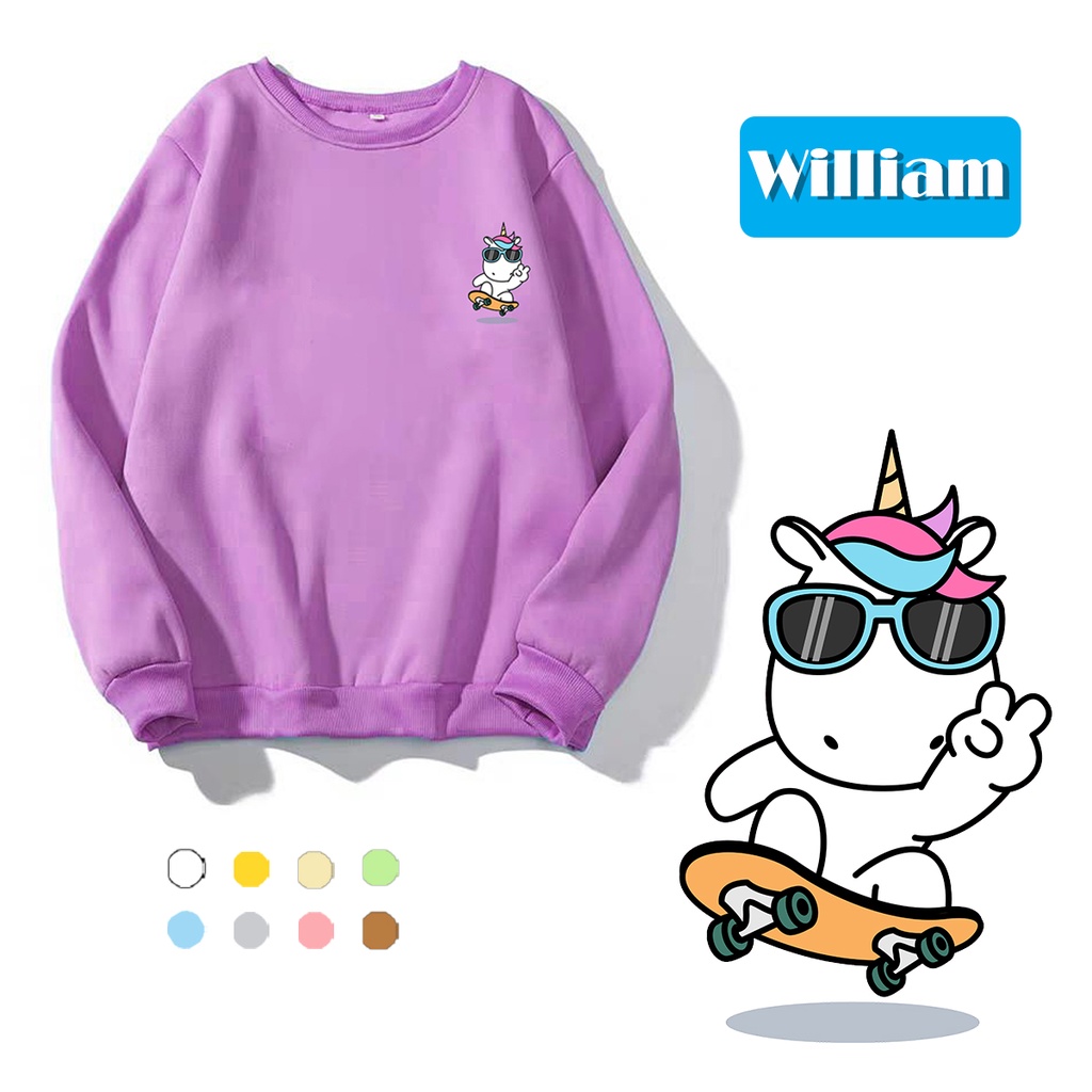 Áo sweater nam nữ in hình Unicon cực cute chất nỉ dày dặn, hợp làm áo cặp William - DS183