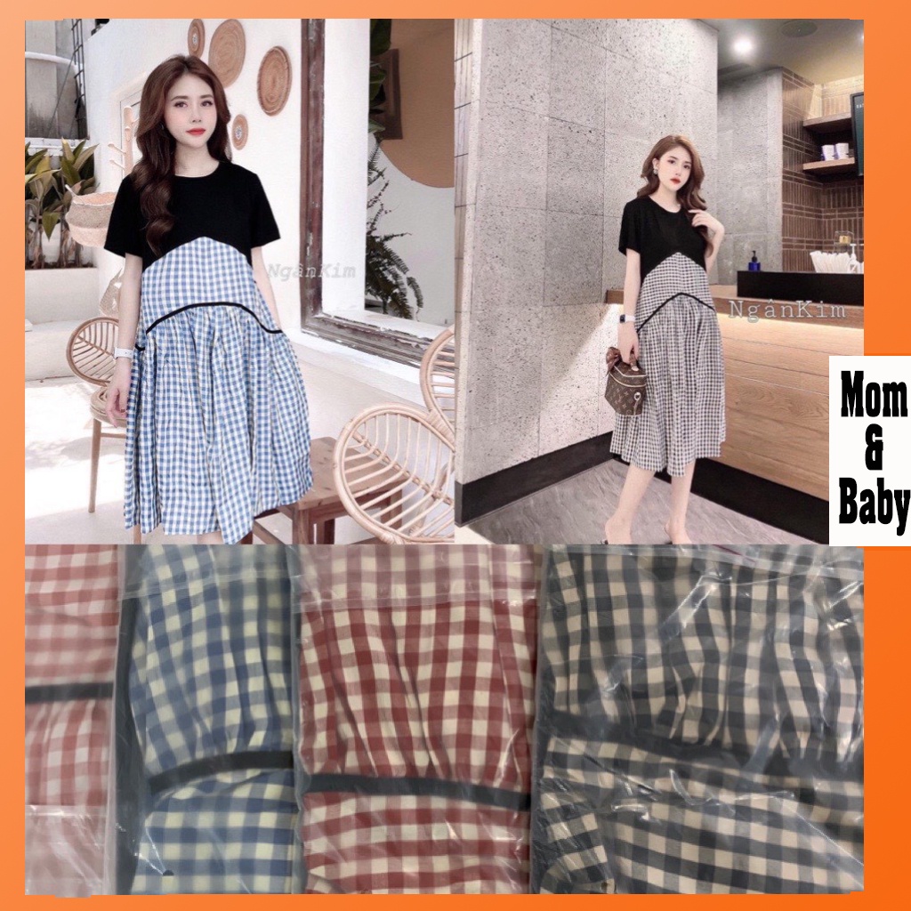 Váy bầu thời trang thiết kế M126 chất Cotton freesize từ 45 đến 70kg