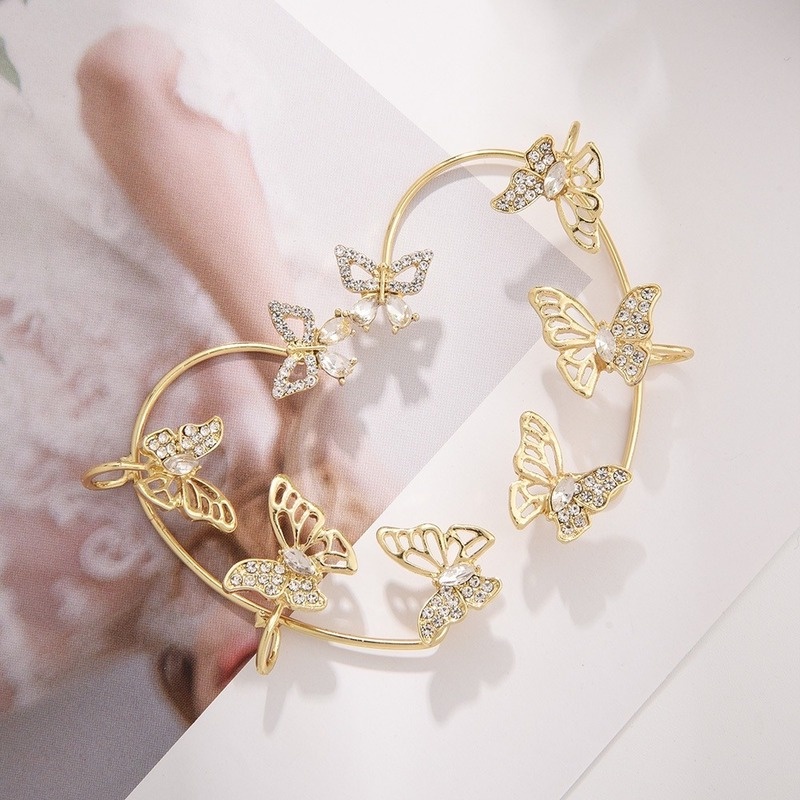 1 Bông Tai Hình Bướm Đính Đá Thời Trang Dành Cho Nữ