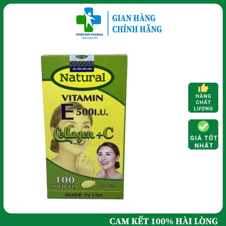Viên Uống Vitamin E500I.U Collagen +C Giúp Làn Da Đẹp ,Làm Giảm Tiến Trình Lão Hoá Của Da