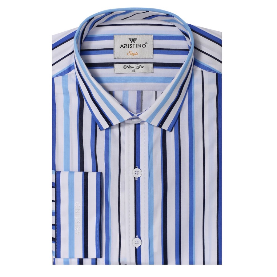 Áo sơ mi nam dài tay ARISTINO ALS62908 kẻ dọc ngũ sắc, dáng slimfit, chắt modal sợi sồi - mềm mát