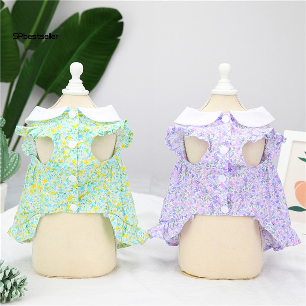 Đầm Cotton Không Tay In Hoa Thời Trang Cho Thú Cưng