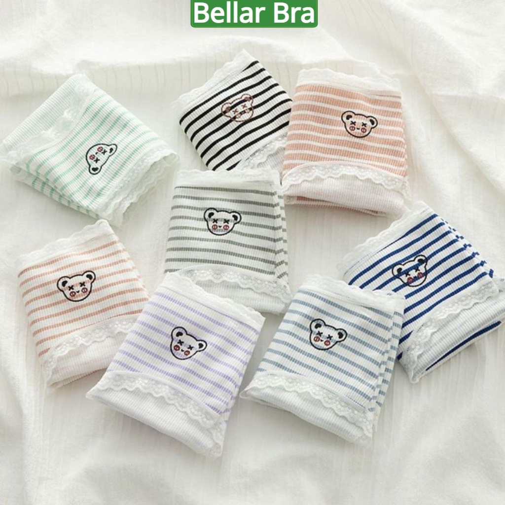 Quần lót nữ, quần lót Cotton viền ren gân tăm kháng khuẩn hoạ tiết viền ren sexy điệu đà - L167