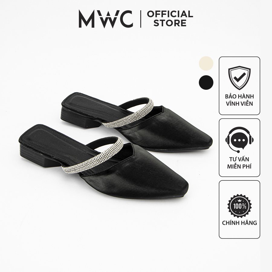 Dép MWC 4350 - Dép Sục Nữ Mũi Nhọn Phối Quai Mảnh Đính Đá Trẻ Trung Thanh Lịch