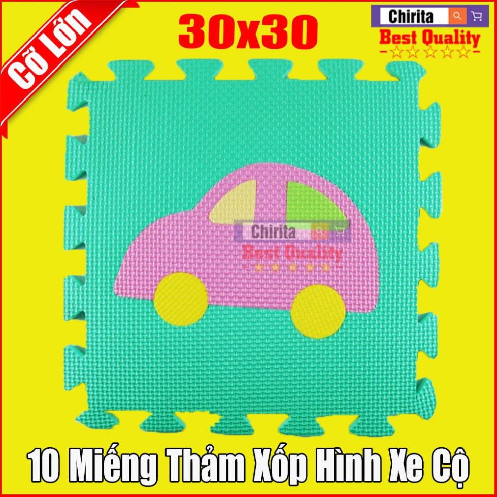 10 Miếng Xốp Lót Sàn - Ghép Hình Xe Cộ - Thảm Xôp Trải Sàn Cho Bé