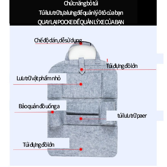 Túi đựng đồ đa năng tiện lợi treo sau lưng ghế xe ô tô