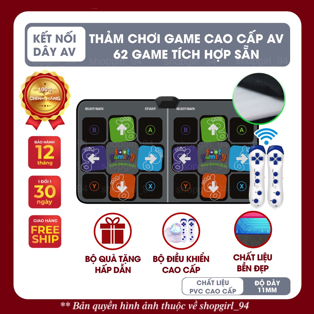 Thảm nhảy audition, thảm nhảy kết nối tivi, kết nối AV, chất liệu PVC dày 11mm chống thấm, chống nước