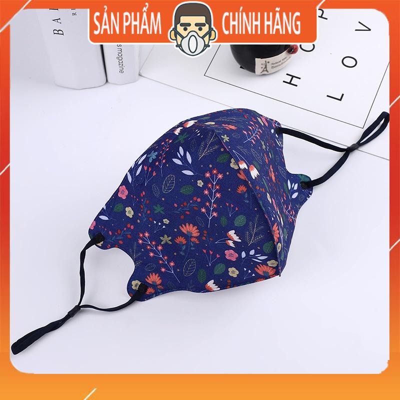 Khẩu trang vải họa tiết hoa lá êm mịn thoáng mát, tái sử dụng được phong cách Hàn Quốc