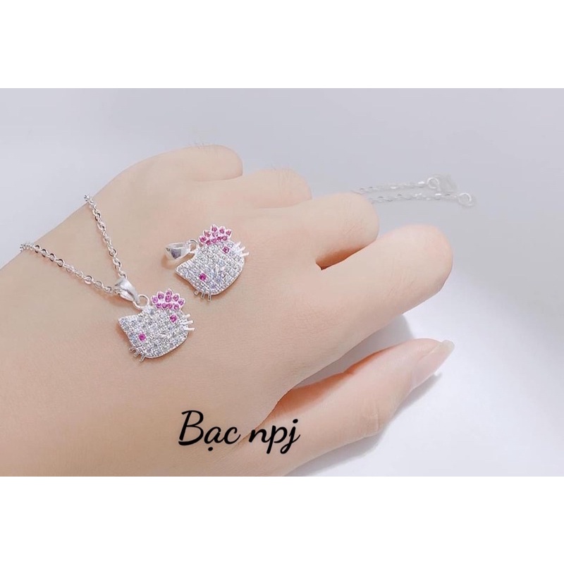 Dây chuyền BNP mặt mèo xinh cho bé, Bạc ta