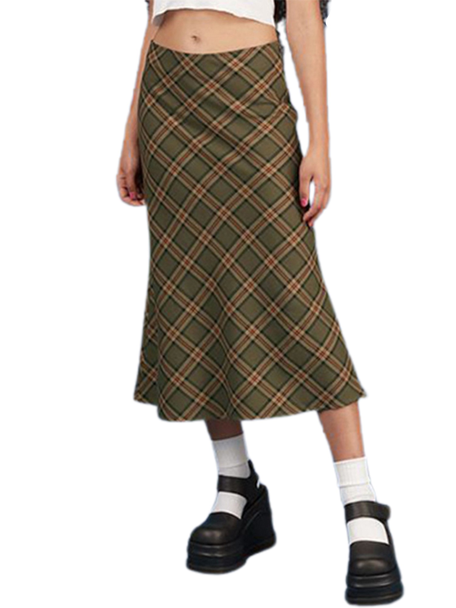 Chân váy nữ dáng dài họa tiết caro thanh lịch thời trang | BigBuy360 - bigbuy360.vn