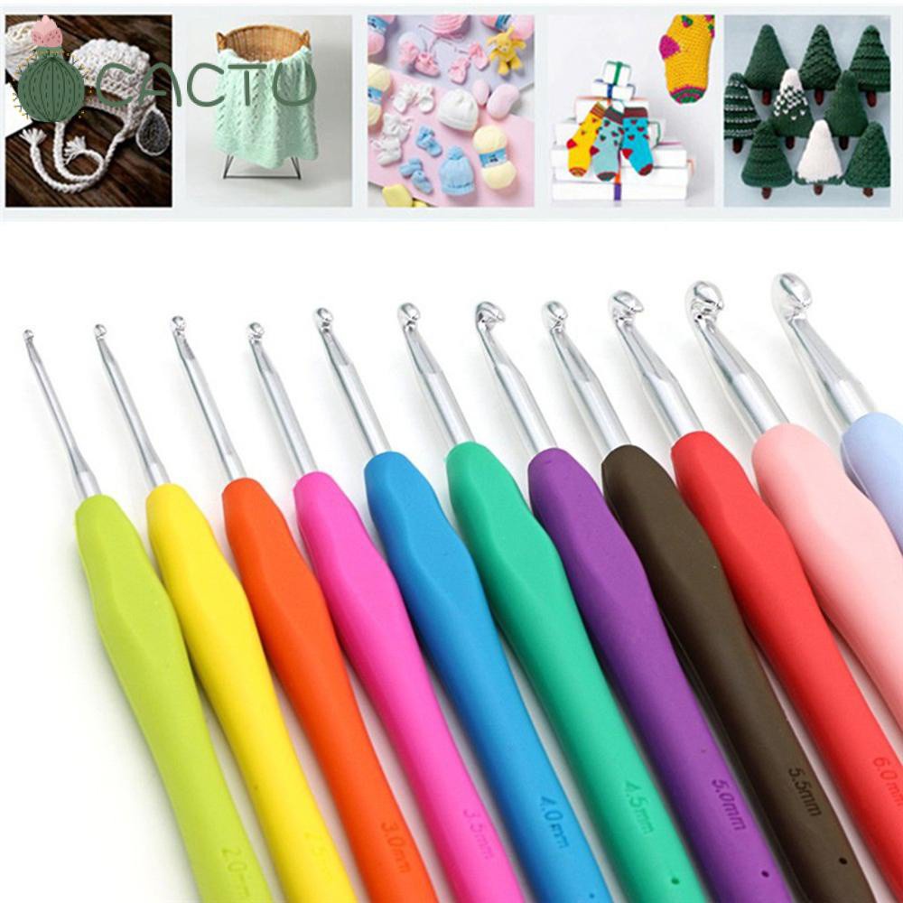 CACTU 2.0-10mm Multicolor Crochet Hook Soft Grip Aluminum Knitting Needles New DIY Ergonomic Handle Craft Tools Weave Yarn