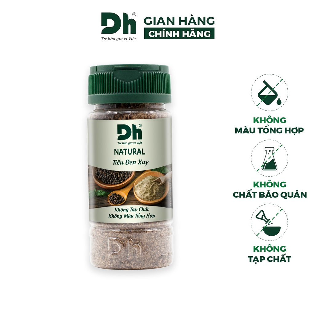 Tiêu đen xay nguyên chất Natural DH Foods chế biến thực phẩm 45gr/80gr