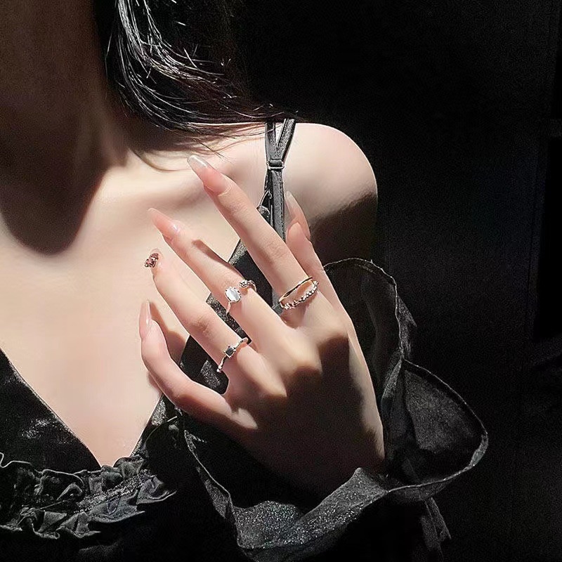 Set Nhẫn Hai Lớp Đính Đá Thời Trang Dành Cho Nữ