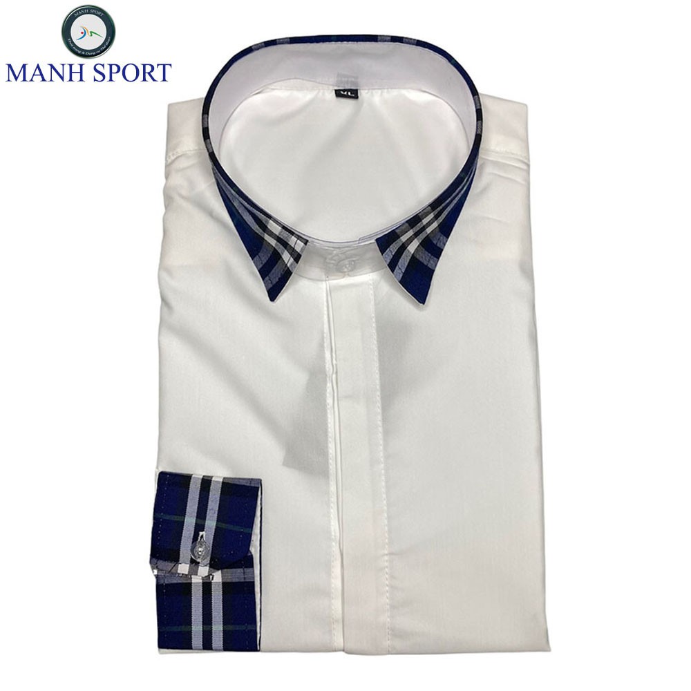 Áo Sơ Mi Nam Trắng Phối Kẻ Tím Than Dài Tay Vải Lụa Trơn Cao Cấp Form Body [18] | BigBuy360 - bigbuy360.vn