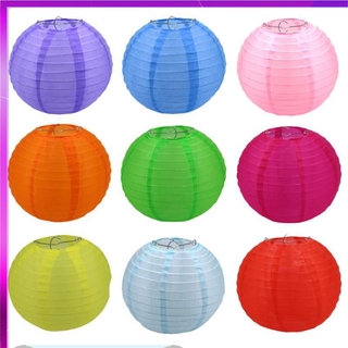 Đèn lồng giấy lụa tròn đủ màu 20cm /25cm/30cm trang trí phong cách Á,Âu