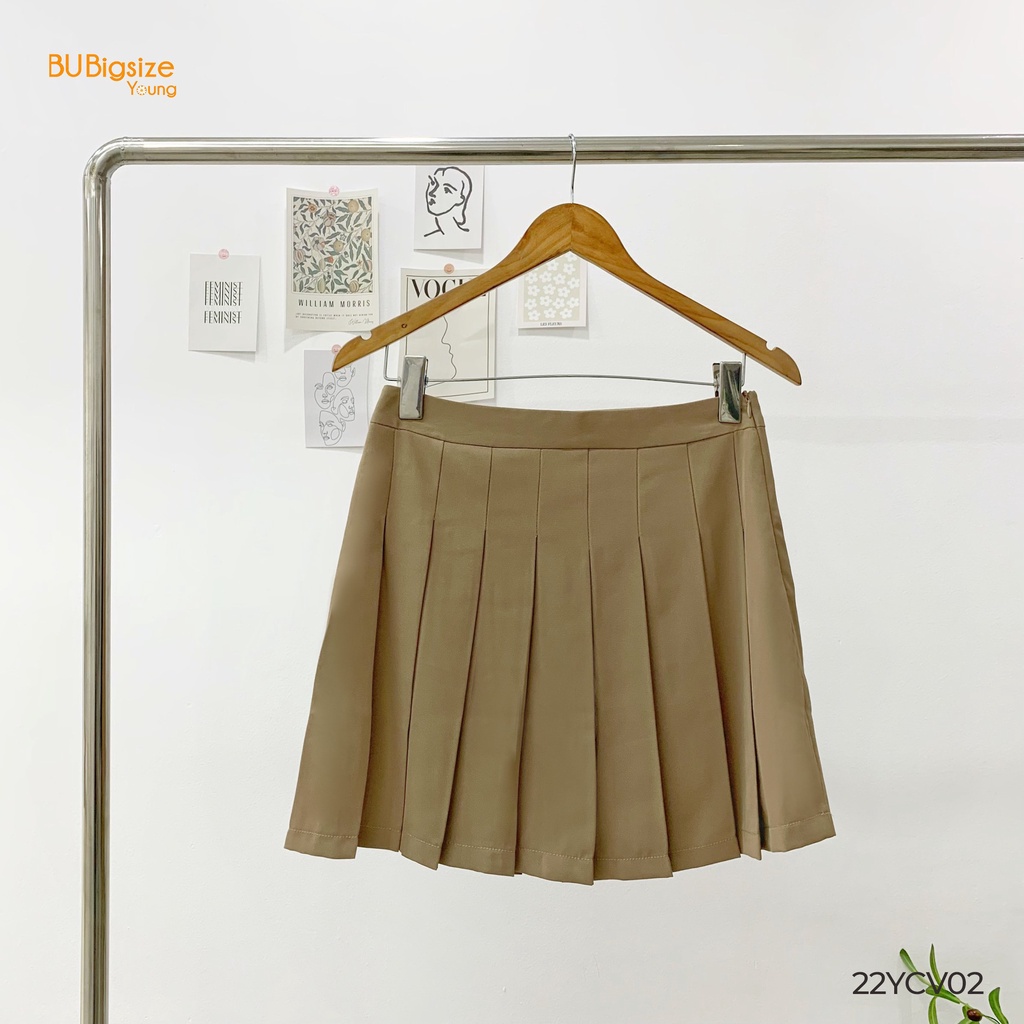 Chân váy xếp ly vải chéo BIGSIZE (55kg đến 95kg) - 22YCV02 - [BU Bigsize Young]