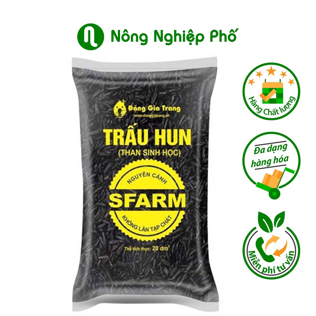 Giá Thể Trấu Hun Nguyên Cánh SFARM Túi 20dm3 ~ 1.4kg