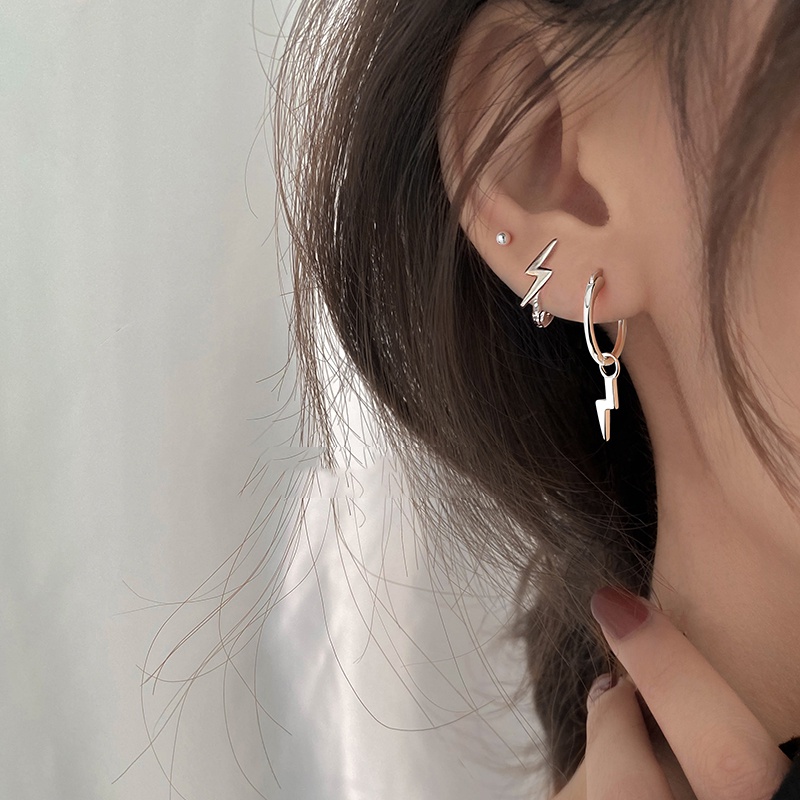 1 Cặp Bông Tai Hình Tròn Bằng Bạc S925 Đính Ngôi Sao Lấp Lánh Thời Trang Hàn Quốc