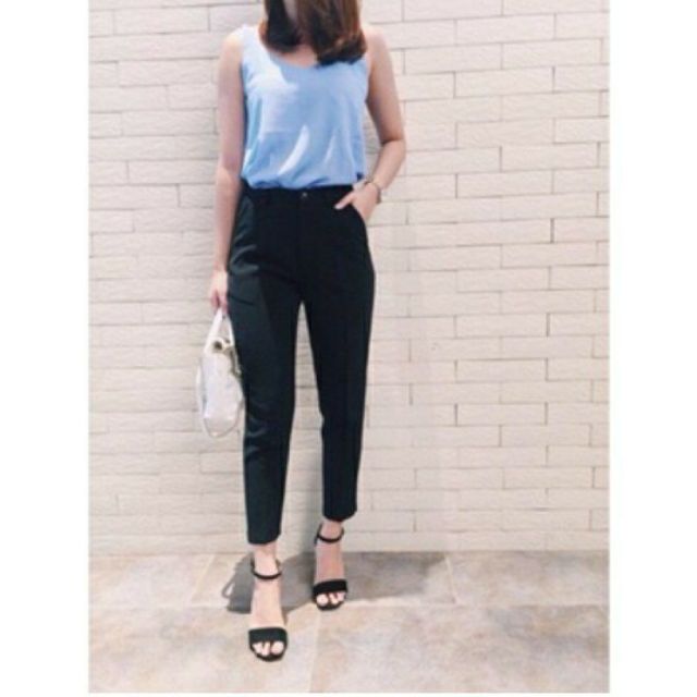 quần baggy, ống lệch, gấu bằng