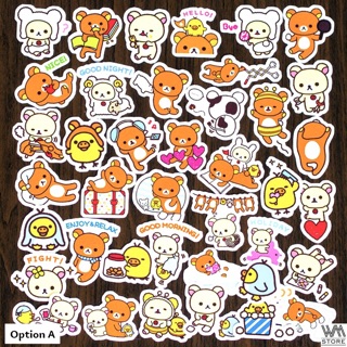 Sét 60 Sticker rilakkuma ép lụa -hình dán gấu dễ thương