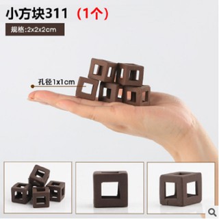 (ZS311) Hang pleco, hang cichlid, hang tôm tép thủy sinh 2.0 x 2.0 x 2.0 cm - Hình khối vuông (nâu)