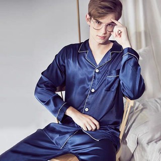 Bộ Đồ Ngủ Pijama Dài Tay Vải Lụa Cho Cặp Đôi