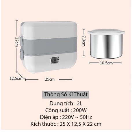 Hộp cơm cắm điện văn phòng 2 tầng 4 bát inox có chức năng giữ nhiệt, hâm đóng và tự nấu chín thức ăn tiện lợi