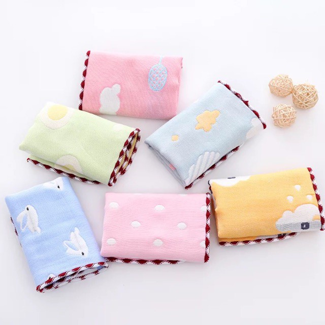 Set 5 khăn sữa rửa mặt cho bé 100 % cotton được bọc trong túi zip rất đẹp ạ