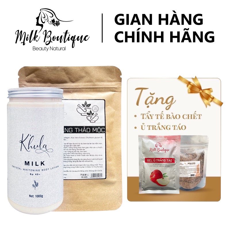 [COMBO SIÊU TRẮNG] Kem body trắng da Body Milk ko bết rít 1000g &amp; Tắm trắng thảo mộc dòng tắm trắng body cao cấp