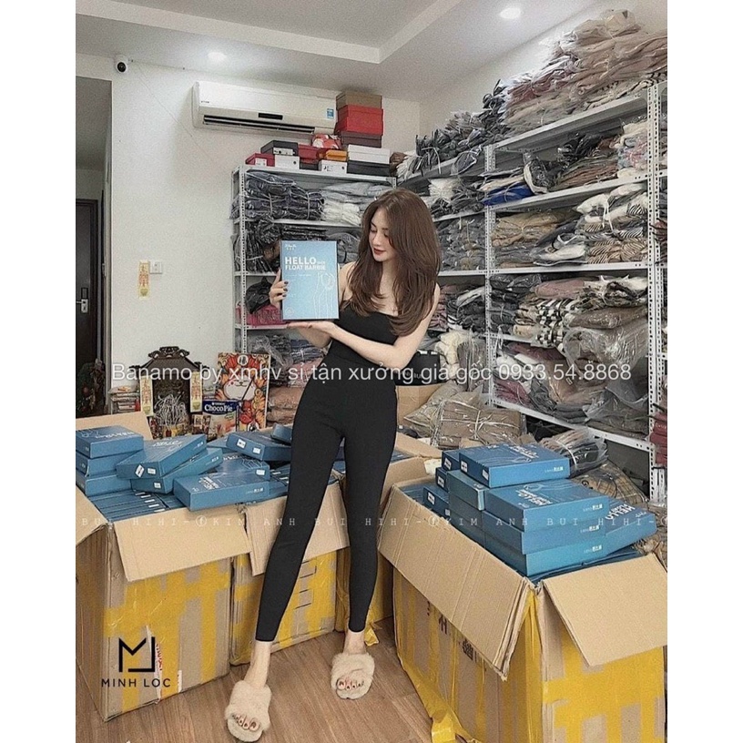 Quần legging cạp cao ghen bụng hộp xanh HELLO mẫu mới Banamo Fashhion 7112