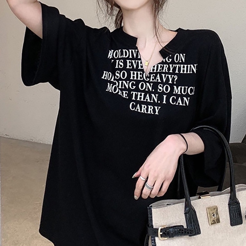 IELGY Áo Thun Ngắn Tay Cổ Chữ V Dáng Ôm Thời Trang Mùa Hè Hàng Mới Dành Cho Bạn Nữ