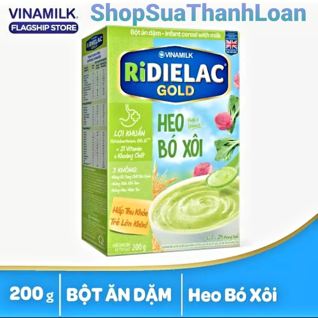 [HSD T12-2023] Bột ăn dặm RIDIELAC GOLD Heo bó xôi - Hộp giấy 200g