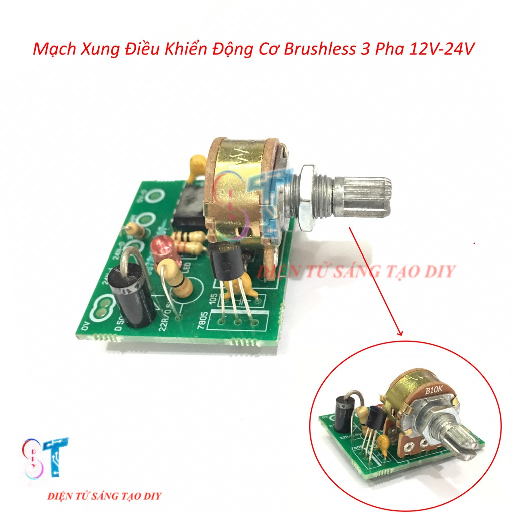 Module Mạch Xung Điều Khiển Động Cơ Brushless Chế Quạt 3 Pha 12-24V