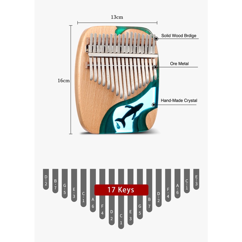 Đàn Kalimba 21 Phím Và 17 Phím Bằng Gỗ Trơn Tiện Dụng