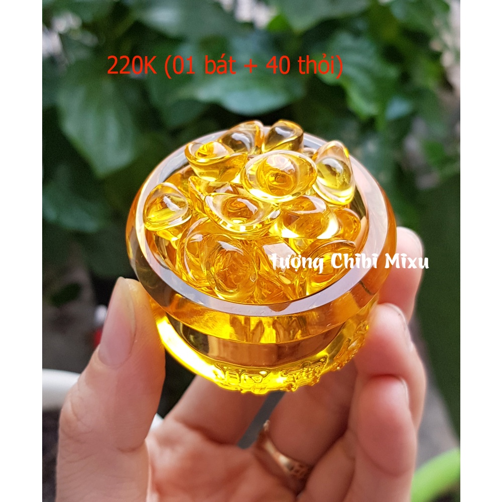 Combo 10 thỏi Kim Nguyên Bảo size 1.5cm - Thỏi vàng phong thủy Thần Tài may mắn