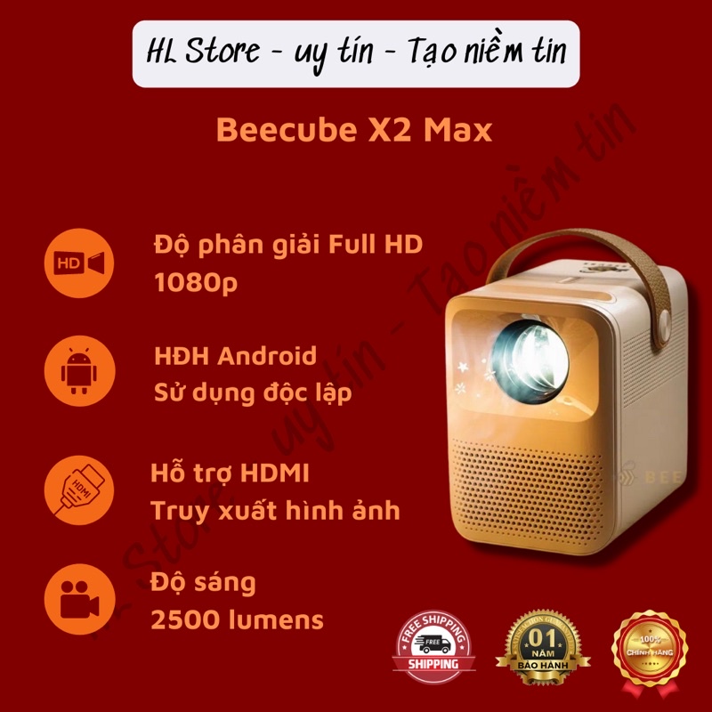 Máy Chiếu Mini Beecube Full HD 1080p Bảo Hành Chính Hãng 12 Tháng