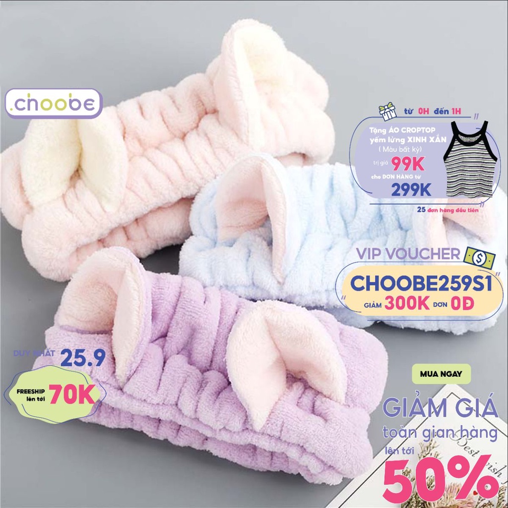 Băng đô cài tóc nữ Choobe, phối tai mèo, đáng yêu, phong cách Hàn Quốc- PK2