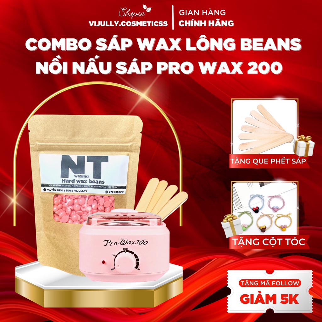 Combo nồi nấu sáp PRO WAX 200 và 100gr sáp wax lông hard wax beans nhập khẩu cao cấp wax lông nách, tay, chân, bikini.1