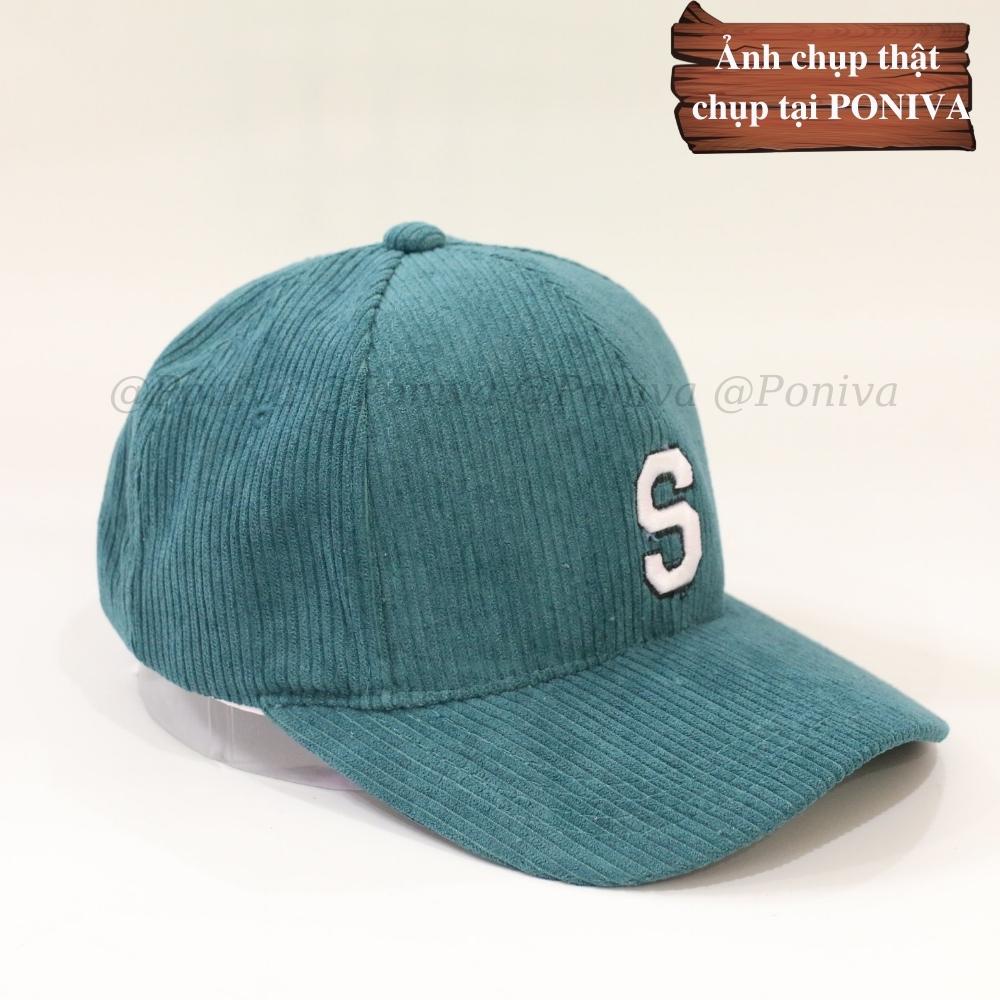 Mũ lưỡi trai ❤️ Nón kết thêu chữ S chất nhung tăm form unisex phong cách Ulzzang Thời trang PONIVA siêu hot