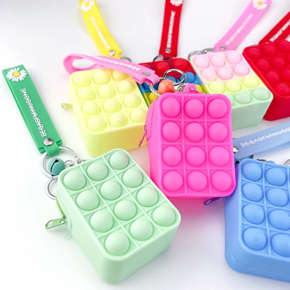Ví Silicone Dẻo Bóp Giảm Stress Nhiều Màu Sắc Có Móc Khóa