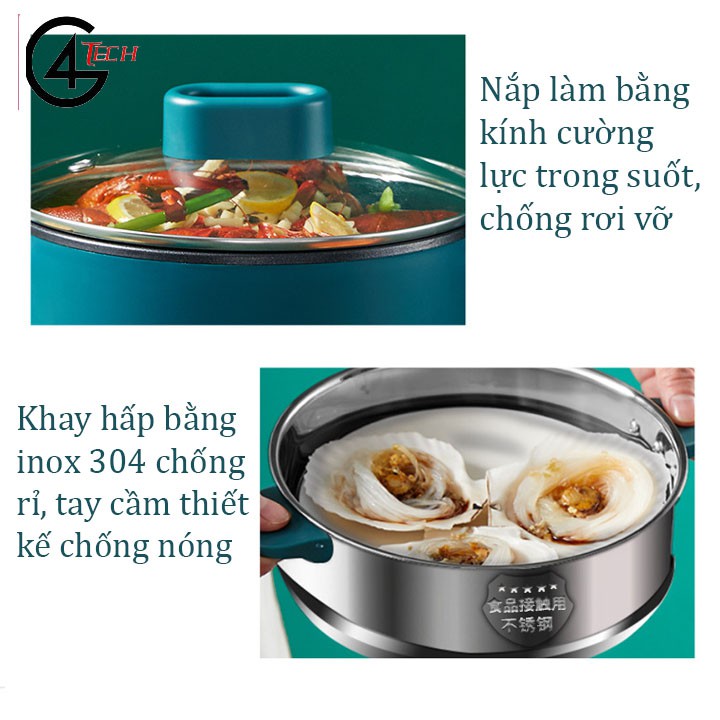 Nồi điện JIASHI đa năng 3L,2L, Nồi chống dính cao cấp, chiên xào rán hấp, nấu cơm. bảo hành 6 tháng