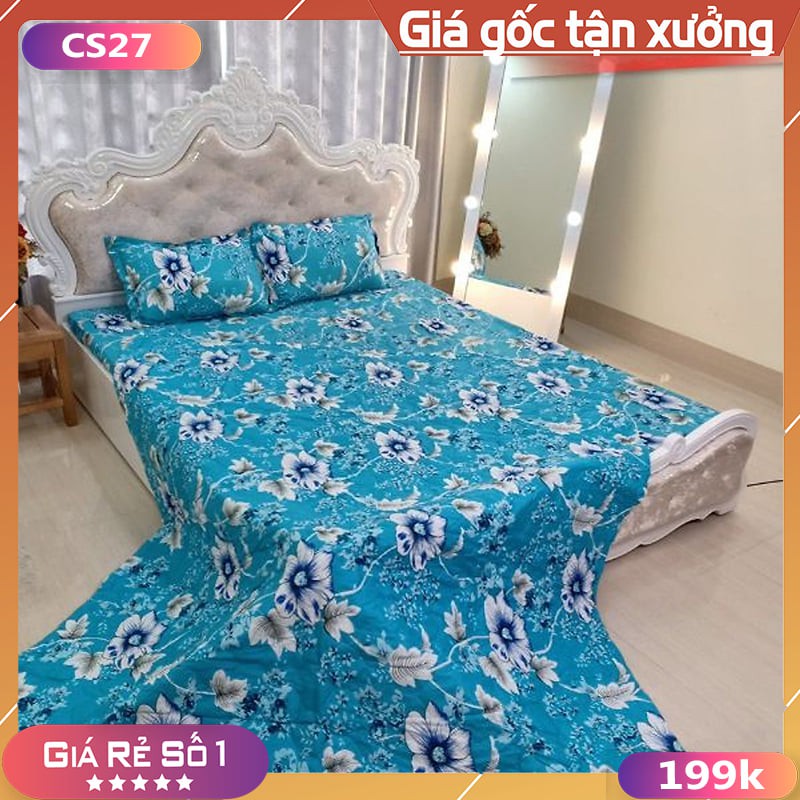 Bộ Chăn Ga Gối 5 Món Poly Cotton Nhiều Mẫu Mã, Chăn Ga giá Rẻ Chất Liệu Vải Mềm Mịn Mát Phù Hợp Mọi Lứa Tuổi