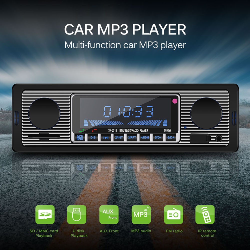 IN STOCK Bluetooth Car Stereo Audio 1DIN Player In-Dash FM MP3 Radio Player with AUX-IN SD USB DC 12V