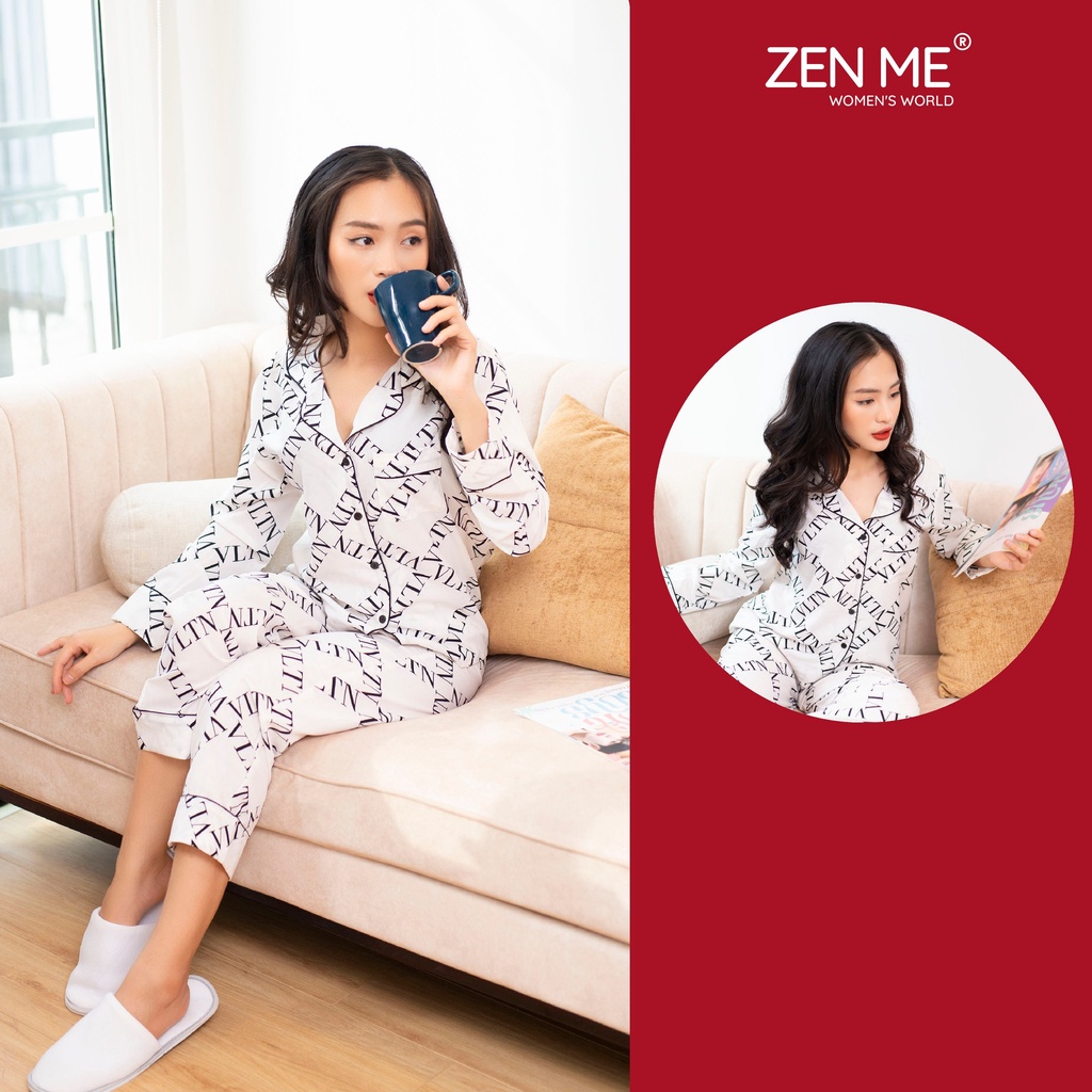[XẢ HÀNG] Đồ Bộ Nữ Mặc Nhà Chất Lụa Giấy Cao Cấp Dáng Dài Họa Tiết Thanh Lịch PJ1221, Zen Me Women's World