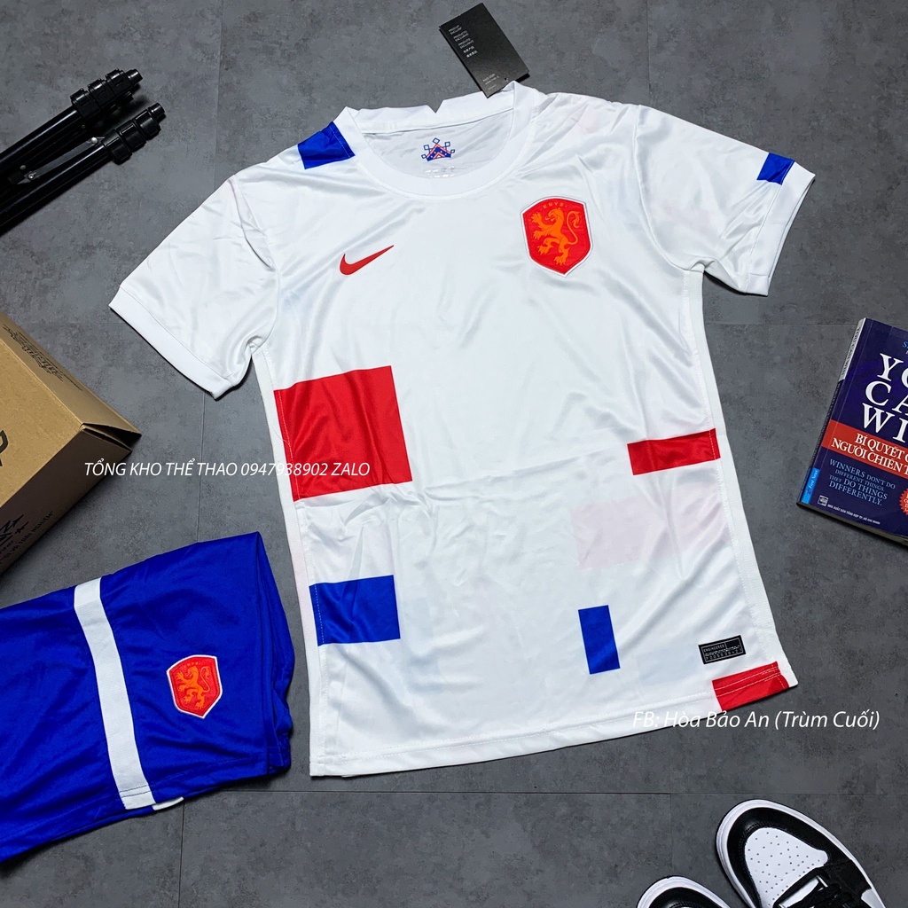 Set Bộ Quần Áo Bóng Đá Đội Tuyển Hà Lan WC 2022 Màu Trắng Caro - Vải Thái Chuẩn Áo Thi Đấu - Áo Đá Banh Hà lan